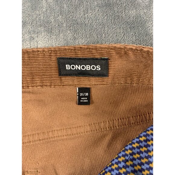 Bonobos Corduroy Pants Mens 31 x 30 Brown Flat Front Slim Taper - Picture 3 of 7